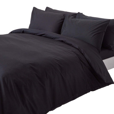 Homescapes Egyptian Cotton Duvet Cover With Pillowcases 200 Tc, King Black