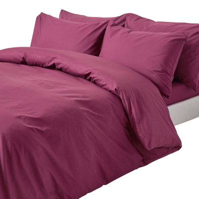 Homescapes Plum Egyptian Cotton Duvet Cover With Pillowcases 200 Tc, King