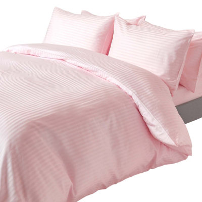 Homescapes Egyptian Cotton Duvet Cover And Pillowcases 330 Tc, King Pink