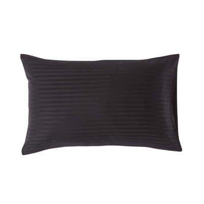 Homescapes Egyptian Cotton Satin Stripe Housewife Pillowcase 330 Tc Black