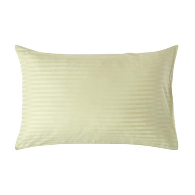 Homescapes Sage Egyptian Cotton Satin Stripe Housewife Pillowcase 330 Tc Green