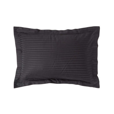 Homescapes Egyptian Cotton Satin Stripe Oxford Pillowcase 330 Tc Black