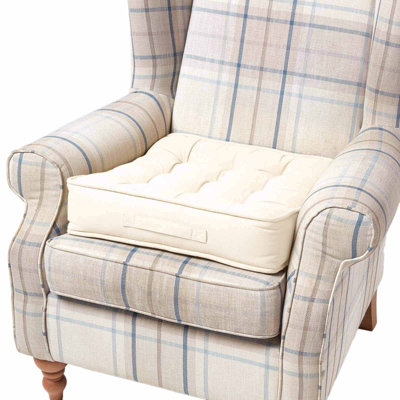 Homescapes Cotton Armchair Booster Cushion Cream