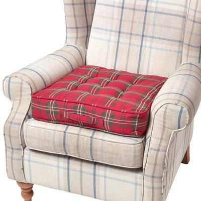 Homescapes Edward Tartan Cotton Armchair Booster Cushion from B&Q