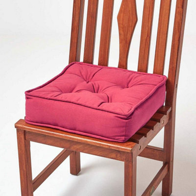 Homescapes Claret Red Cotton Dining Chair Booster Cushion from B&Q