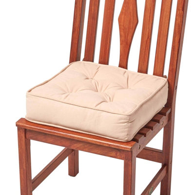 Homescapes Taupe Beige Cotton Dining Chair Booster Cushion from B&Q