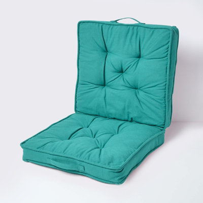 Homescapes Teal Cotton Travel Support Booster Cushion