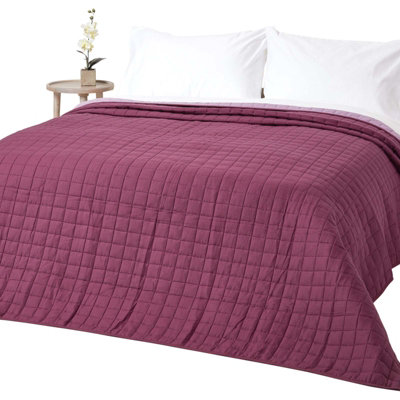 Homescapes Cotton Quilted Reversible Bedspread Lavender Purple200 X 200 Cm from B&Q