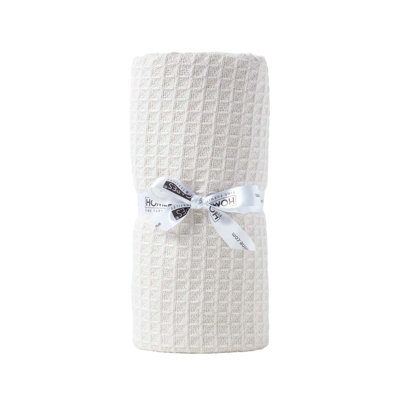 Homescapes Organic Cotton Waffle Baby Blanket Natural, 90 X 112 Cm