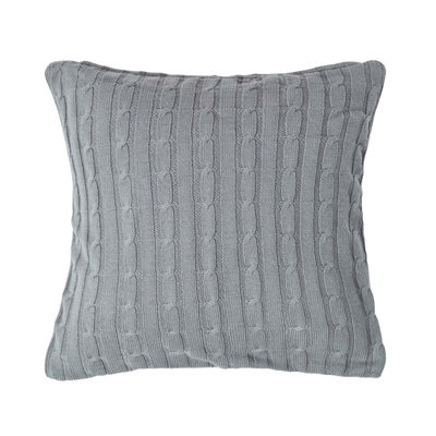 Homescapes Cotton Cable Knit Cushion Cover, 45 X 45 Cm Grey
