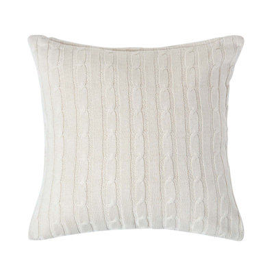 Homescapes Cotton Cable Knit Natural Cushion Cover, 45 X 45 Cm