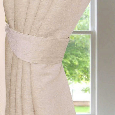 Homescapes Chenille Curtain Tie Back Pair Cream