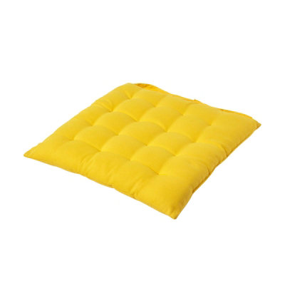 Homescapes Plain Seat Pad With Button Straps 100% Cotton 40 X 40 Cm Yellow