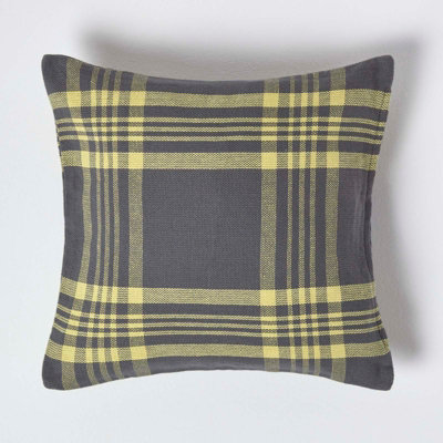 Homescapes Grey & Yellow Tartan Pattern Cushion Cover45 X 45 Cm from B&Q