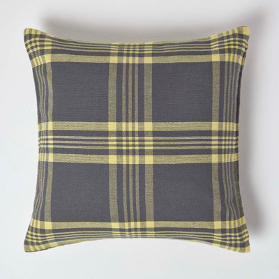 Homescapes Grey & Yellow Tartan Pattern Cushion Cover60 X 60 Cm from B&Q