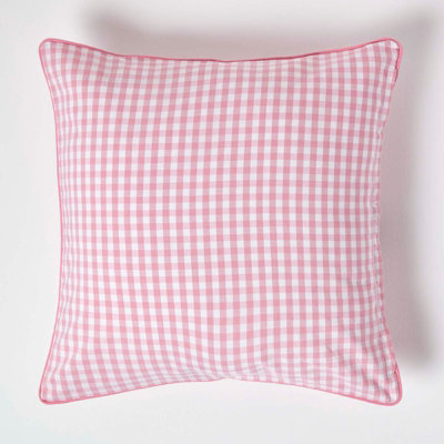 Homescapes Cotton Gingham Check Cushion Cover, 60 X 60 Cm Pink