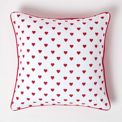 Homescapes Cotton Hearts Cushion Cover, 60 X 60 Cm Red
