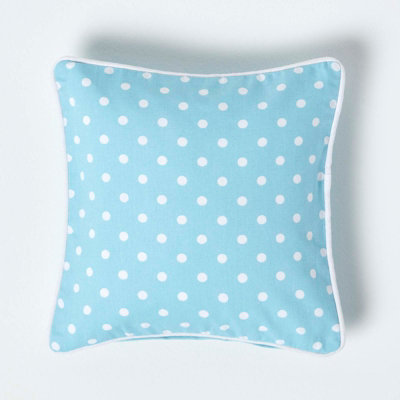 Homescapes Cotton Polka Dots Cushion Cover, 30 X 30 Cm Blue