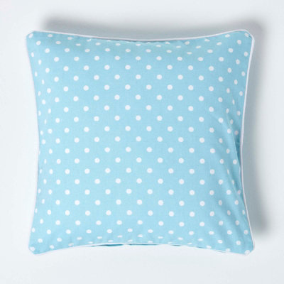 Homescapes Cotton Polka Dots Cushion Cover, 45 X 45 Cm Blue