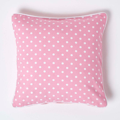 Homescapes Cotton Polka Dots Cushion Cover, 45 X 45 Cm Pink