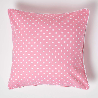 Homescapes Cotton Polka Dots Cushion Cover, 60 X 60 Cm Pink