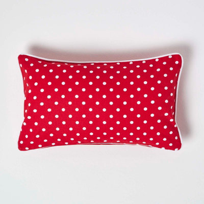 Homescapes Cotton Polka Dots Cushion Cover, 30 X 50 Cm Red