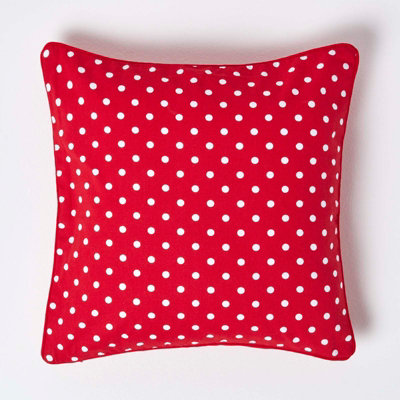 Homescapes Cotton Polka Dots Cushion Cover, 45 X 45 Cm Red