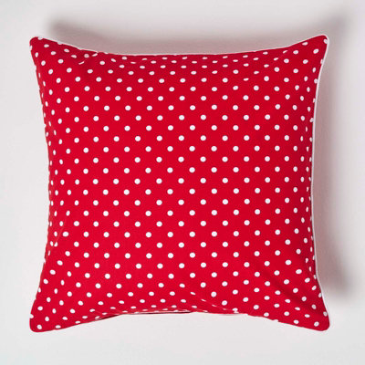 Homescapes Cotton Polka Dots Cushion Cover, 60 X 60 Cm Red