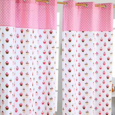 Homescapes Cupcakes Ready Made Eyelet Curtain Pair137 X 228 Cm Drop from B&Q