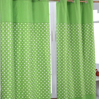 Homescapes Cotton Stars Green Ready Made Eyelet Curtain Pair137 X 182 Cm Drop from B&Q
