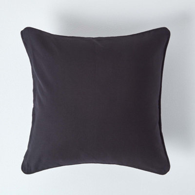 Homescapes Cotton Plain Cushion Cover, 45 X 45 Cm Black