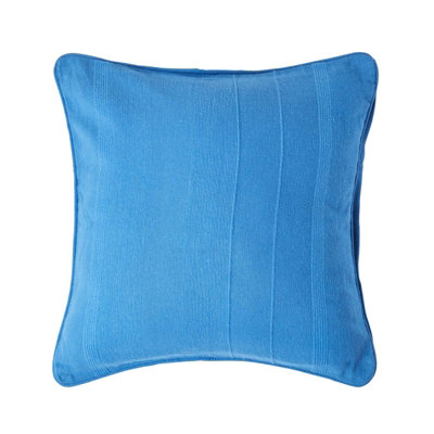 Homescapes Cotton Rajput Ribbed Cushion Cover, 45 X 45 Cm Blue