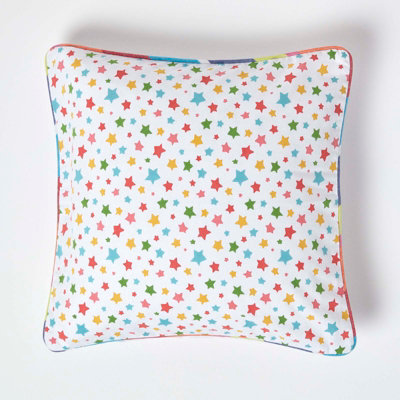 Homescapes Cotton Multi Colour Stars Cushion Cover, 45 X 45 Cm