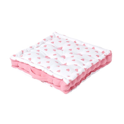 Homescapes Cotton Pink Hearts Floor Cushion50 X 50 Cm from B&Q