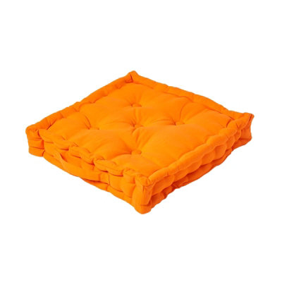 Homescapes Cotton Floor Cushion, 40 X 40 Cm Orange
