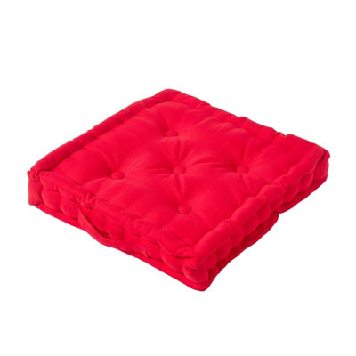 Homescapes Cotton Floor Cushion, 50 X 50 Cm Red
