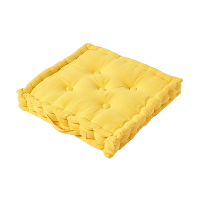Homescapes Cotton Floor Cushion, 40 X 40 Cm Yellow