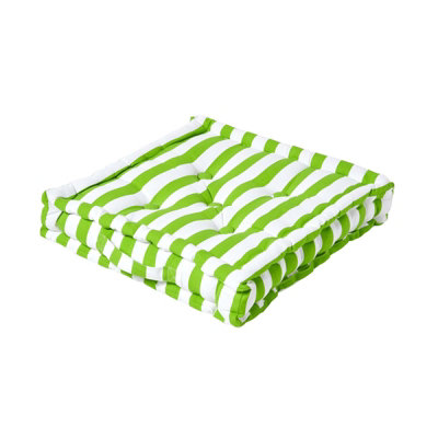 Homescapes Cotton Thick Stripe Floor Cushion, 40 X 40 Cm Green