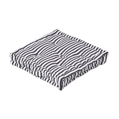 Homescapes Cotton Thin Stripe Floor Cushion, 40 X 40 Cm Black