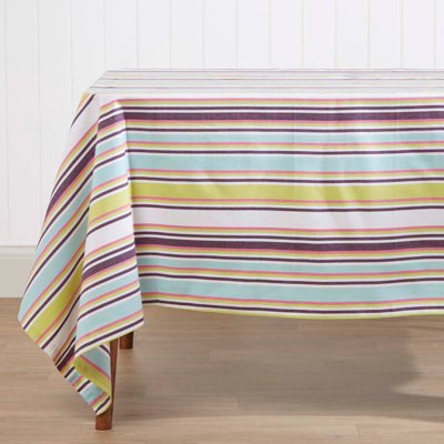 Homescapes Osaka Purple Striped Cotton Square Tablecloth 137 X 137 Cm from B&Q