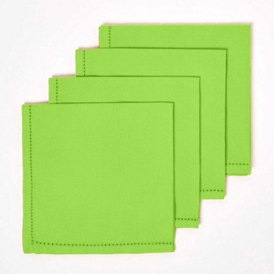 Homescapes Lime Green Cotton Napkins Set Of 4Plain Fabric Table Napkins45 X 45CmWashable & Reusable For PartiesEvents from B&Q