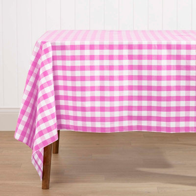 Homescapes Pink Block Check Cotton Gingham Tablecloth 137 X 228 Cm from B&Q