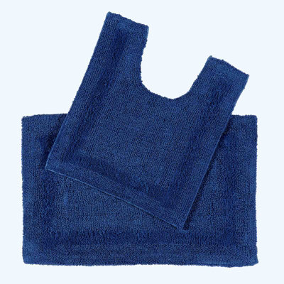Homescapes Luxury Reversible Cotton Bath Mat SetNavy from B&Q