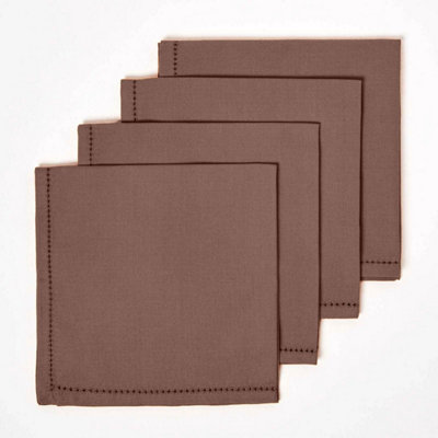 Homescapes Chocolate Cotton Napkins Set Of 4Plain Fabric Table Napkins45 X 45CmWashable & Reusable For PartiesEvents from B&Q