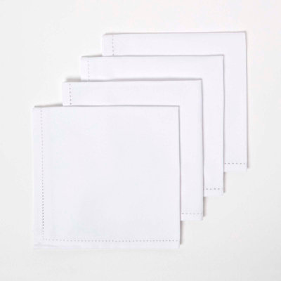 Homescapes White Cotton Napkins Set Of 4Plain Fabric Table Napkins45 X 45CmWashable & Reusable For PartiesEvents from B&Q