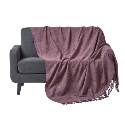 Homescapes Mauve Nirvana Slub Cotton Throw, 225 X 255 Cm