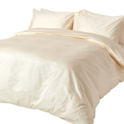 Homescapes Organic Cotton Duvet Cover Set 400 Tc, Single Cream