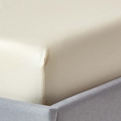 Homescapes Organic Cotton Fitted Sheet 400 Tc, King Cream