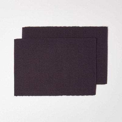Homescapes Cotton Plain Black Pack Of 2 Placemats from B&Q