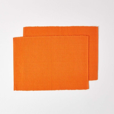 Homescapes Cotton Plain Orange Pack Of 2 Placemats from B&Q